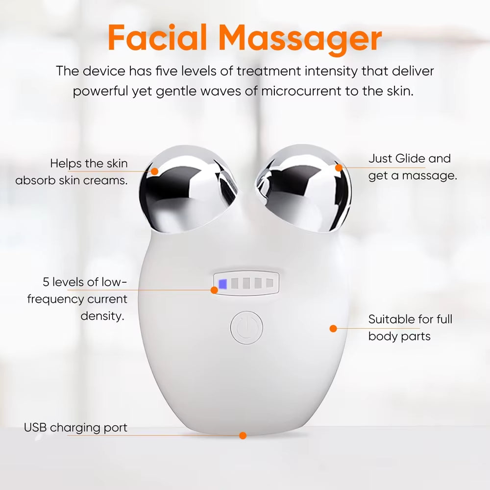EMS Face Roller Microcurrent Face Lift Double Chin Remover Jaw Line V Shape Facial Lifting Device